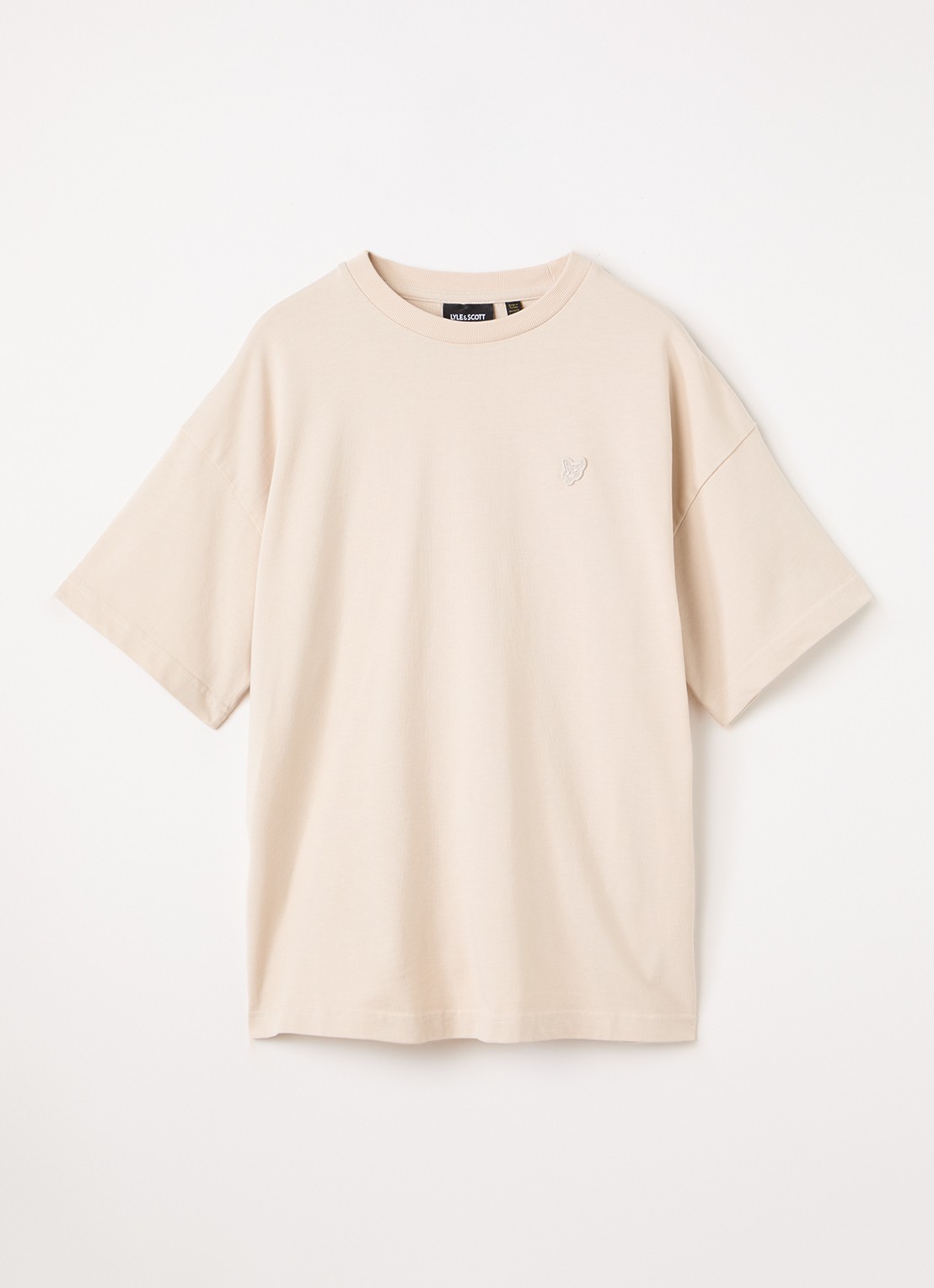 Lyle & Scott Oversized T-shirt met logo - voorkant beige