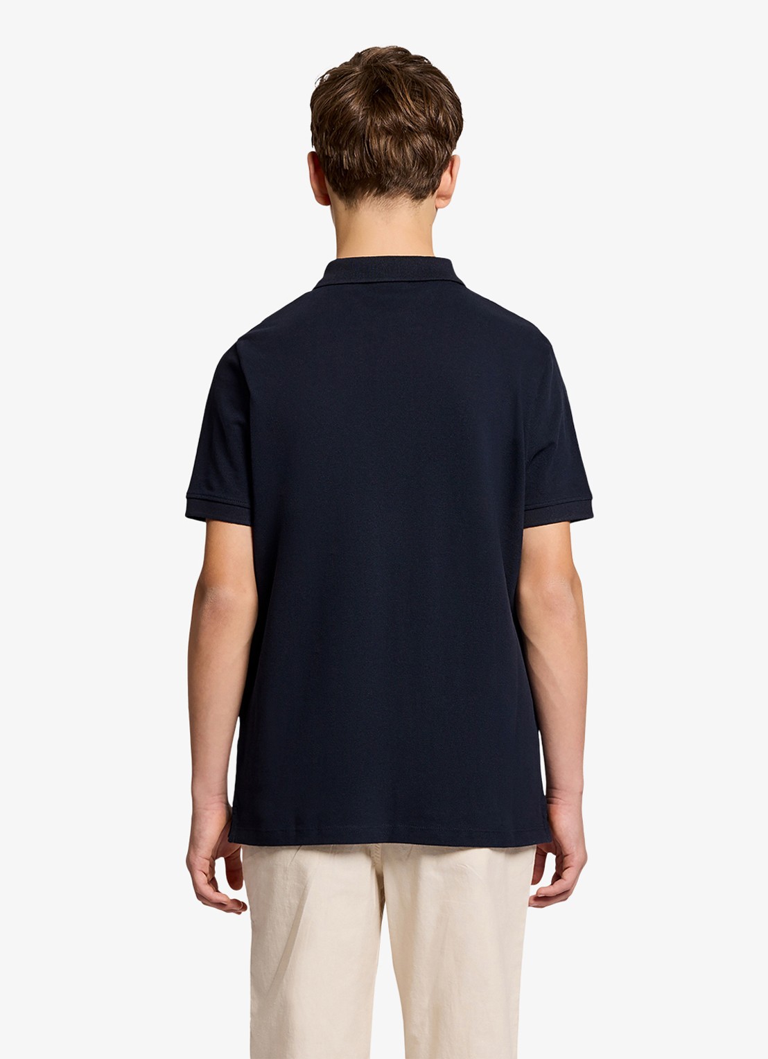 Lyle & Scott Polo in linnenblend - achterkant donkerblauw