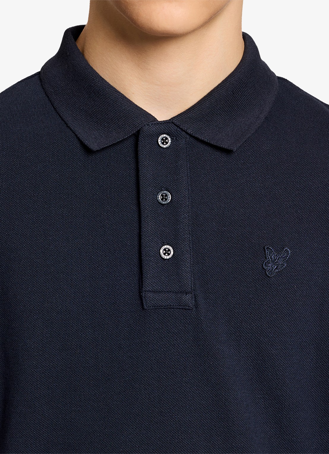 Lyle & Scott Polo in linnenblend - detail 3 donkerblauw