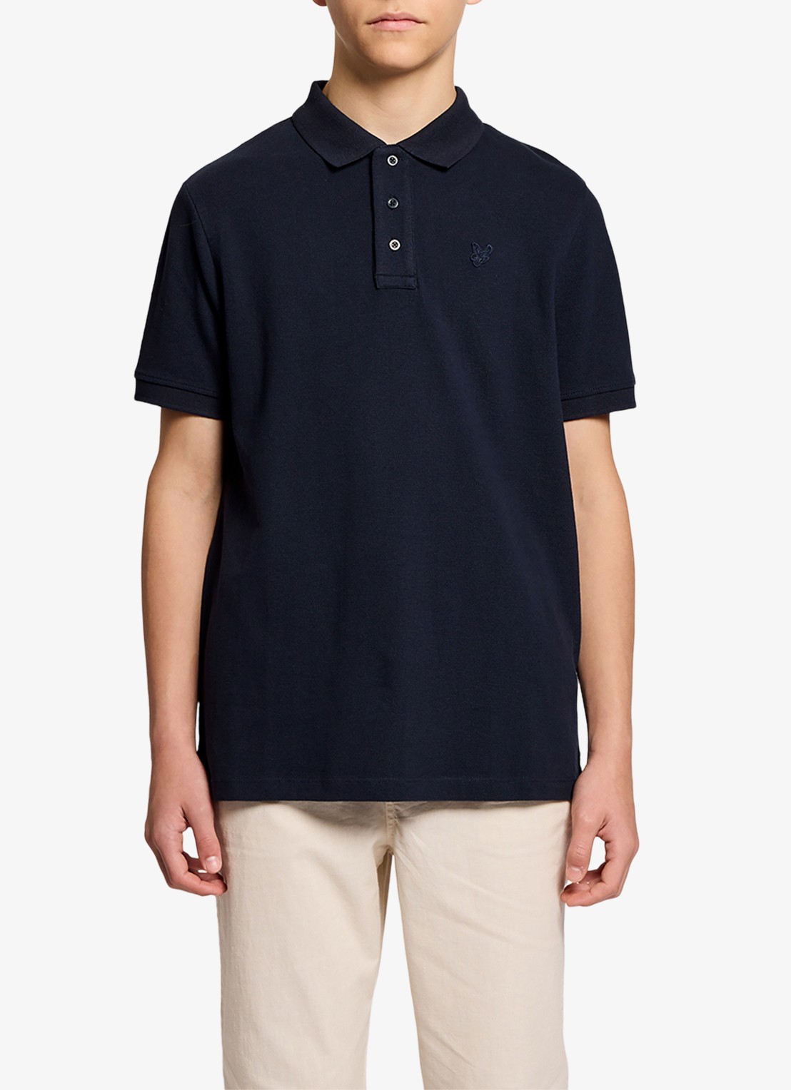 Lyle & Scott Polo in linnenblend - voorkant 4 donkerblauw