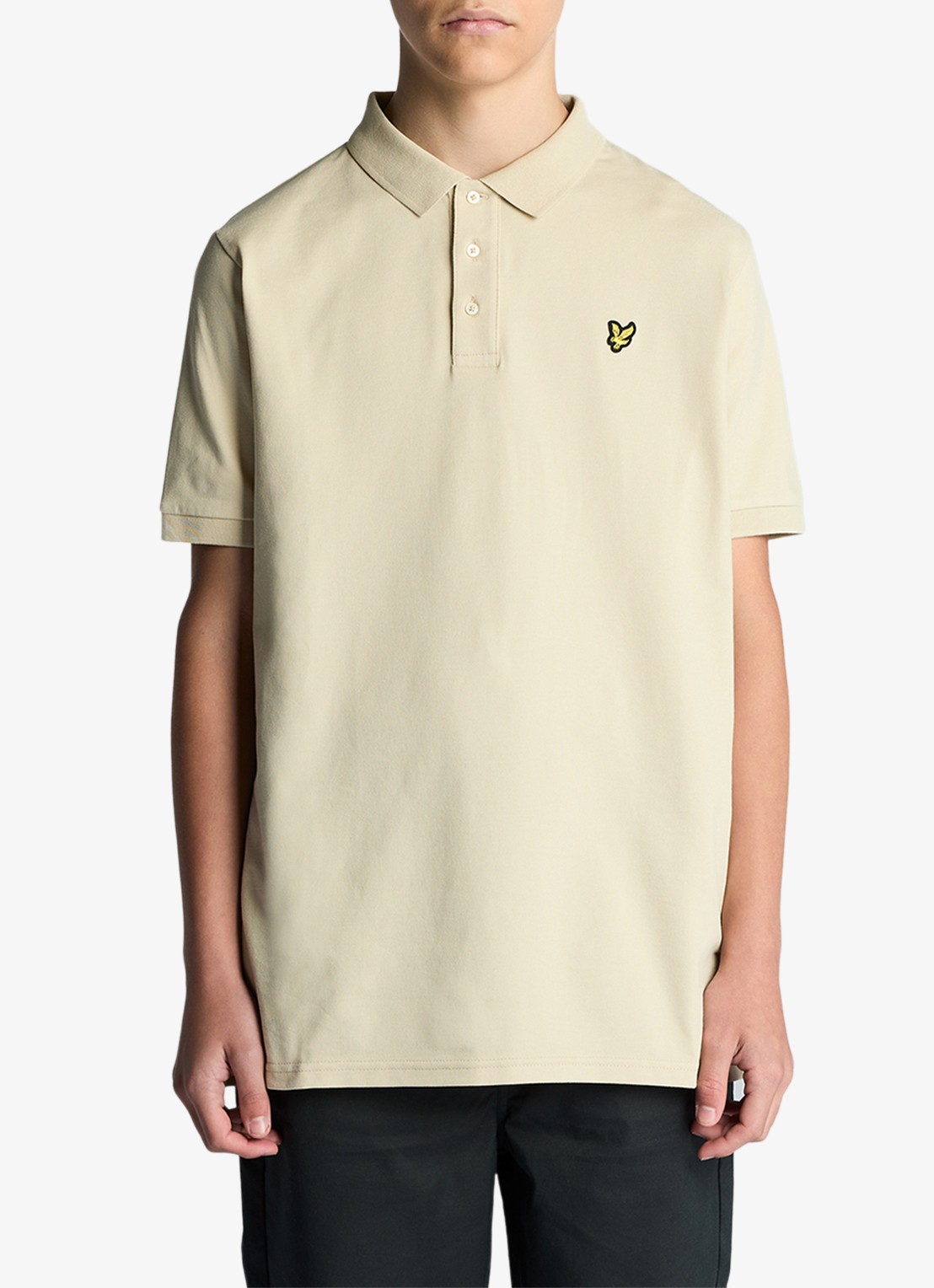 Lyle & Scott Polo met logoborduring - voorkant 2 beige