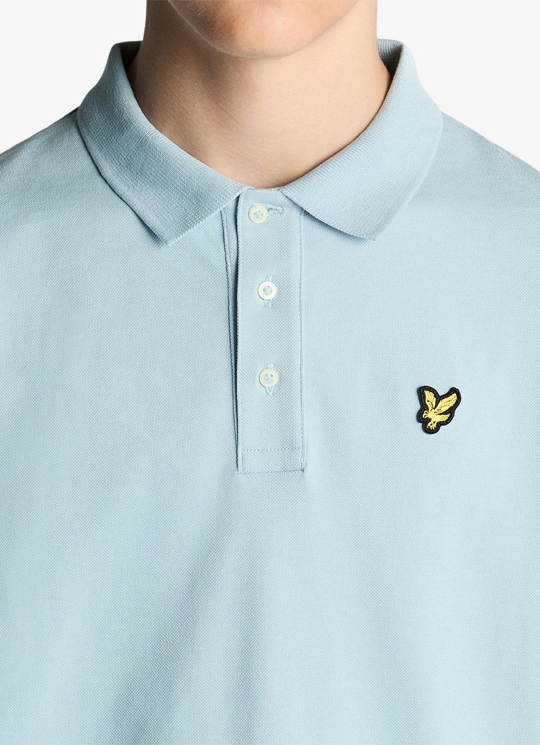 Lyle & Scott Polo met logoborduring - detail 3 lichtblauw