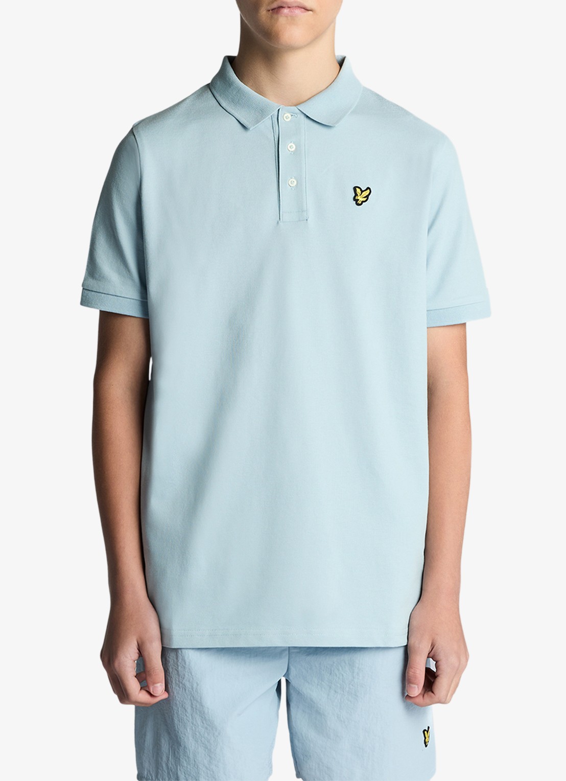 Lyle & Scott Polo met logoborduring - voorkant 5 lichtblauw