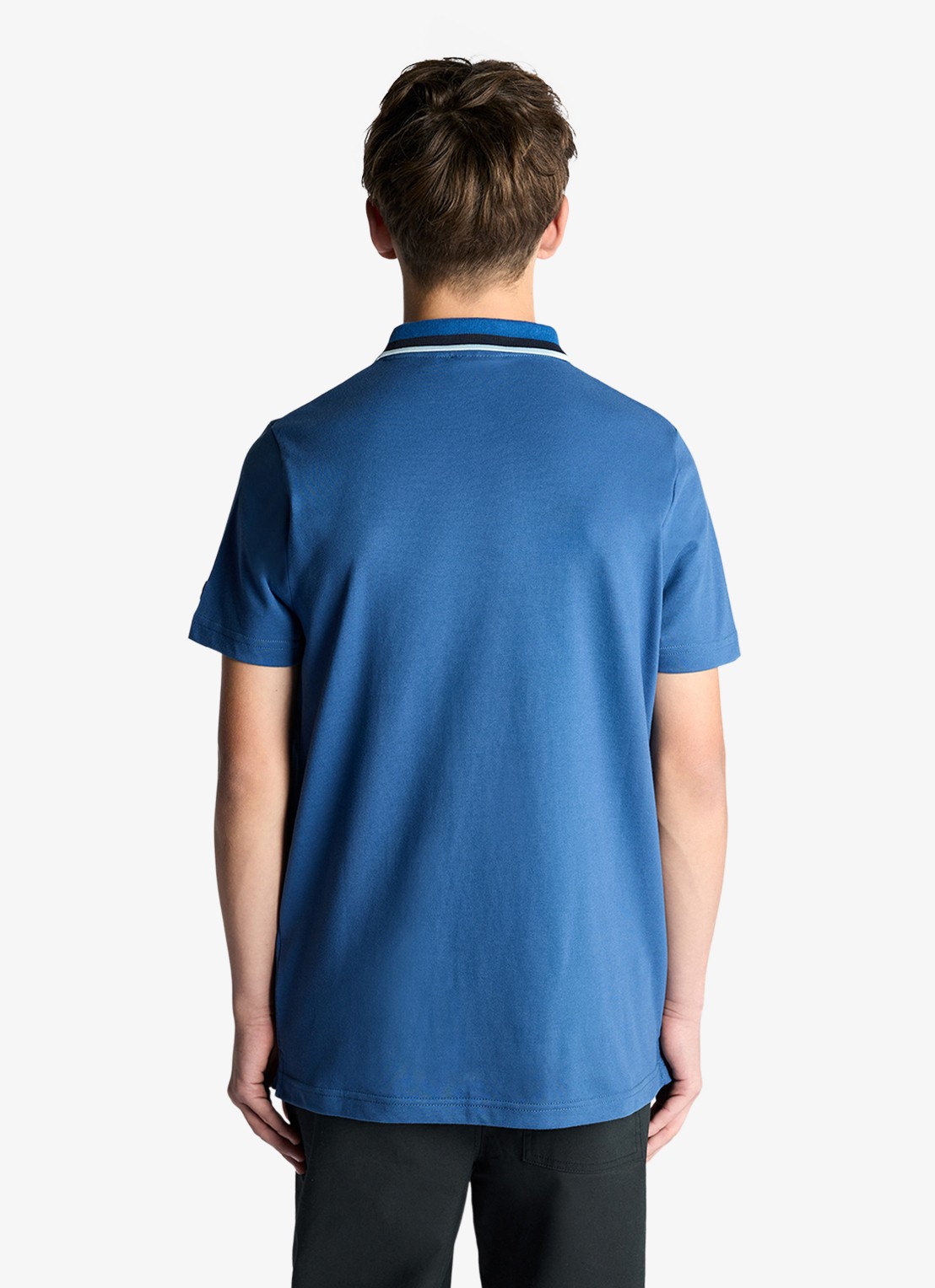 Lyle & Scott Polo met logoborduring - voorkant 2 blauw
