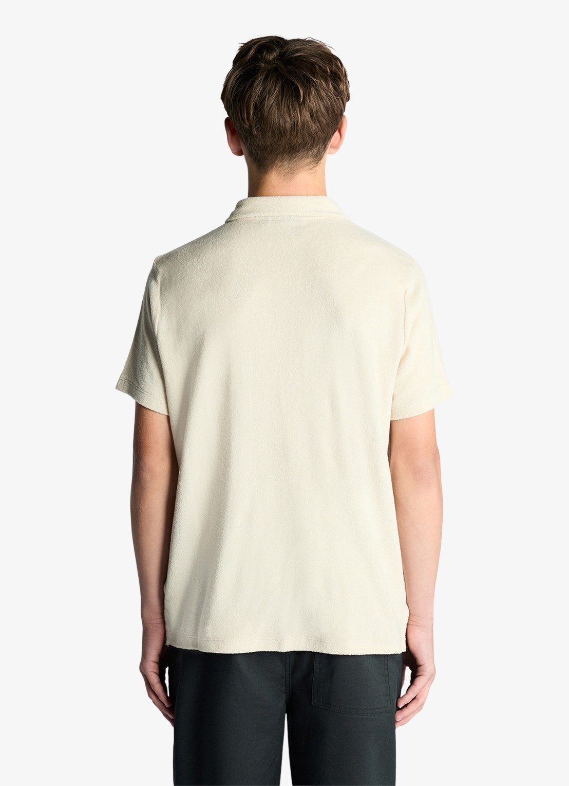 Lyle & Scott Polo van badstof  - voorkant 3 beige