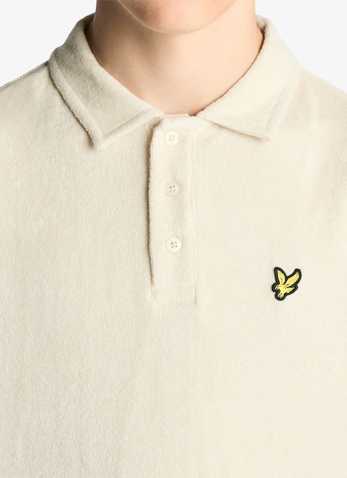 Lyle & Scott Polo van badstof  - detail beige