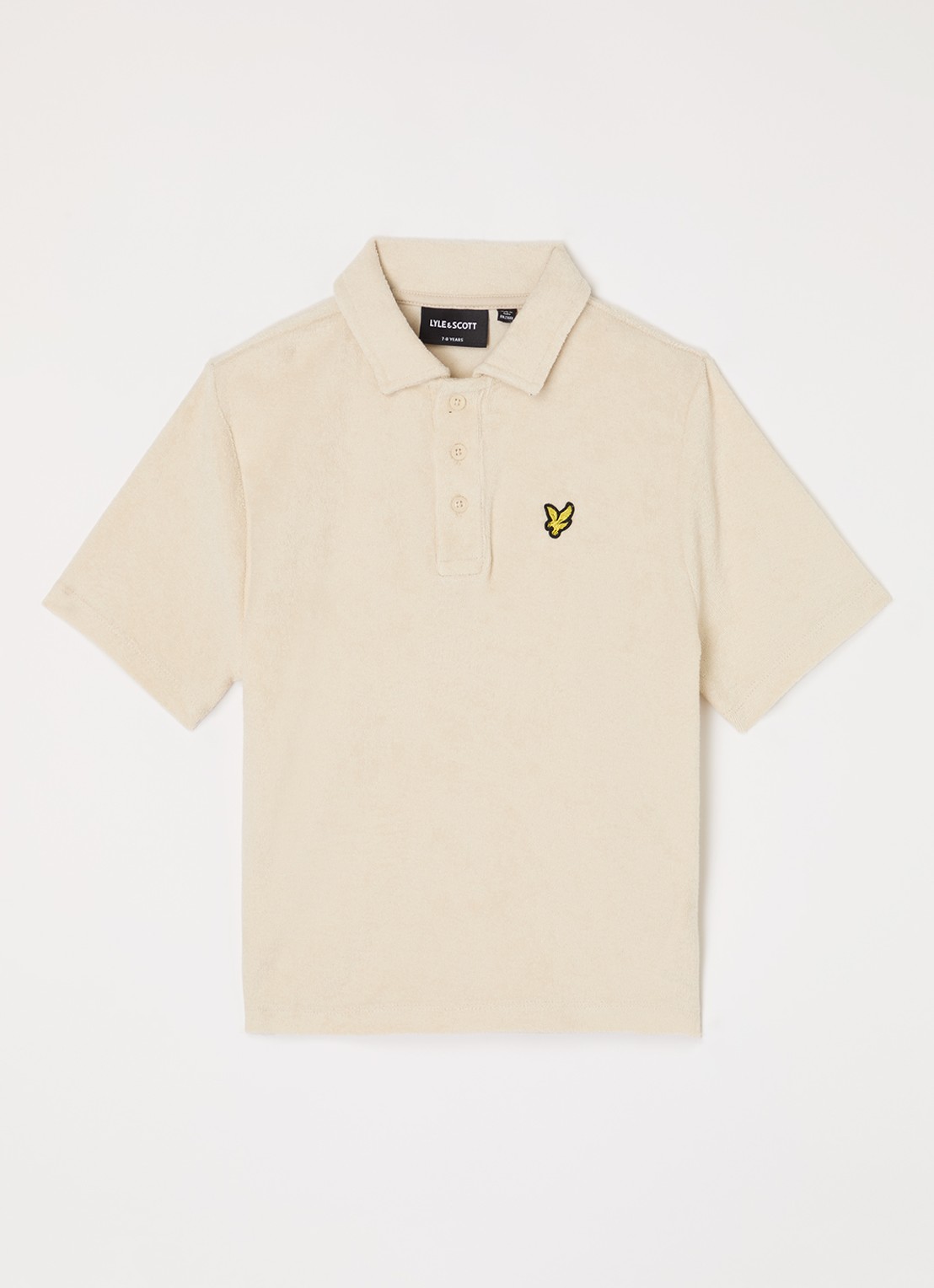Lyle & Scott Polo van badstof - voorkant creme