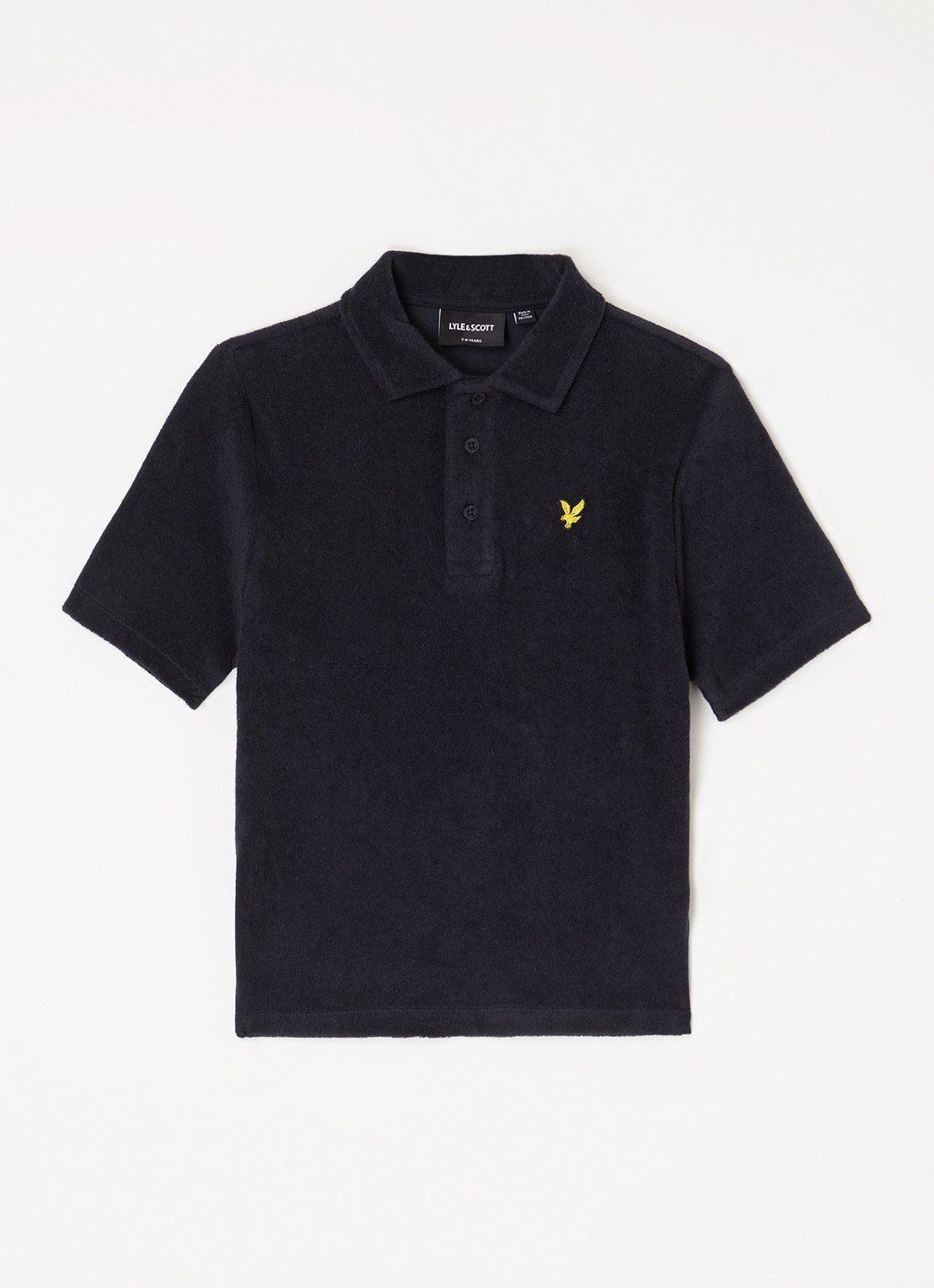 Lyle & Scott Polo van badstof - voorkant antraciet