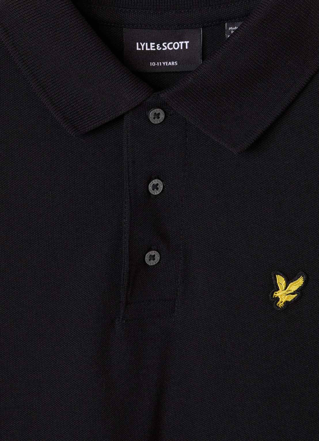 Lyle & Scott Polo van piqué katoen - detail 3 zwart