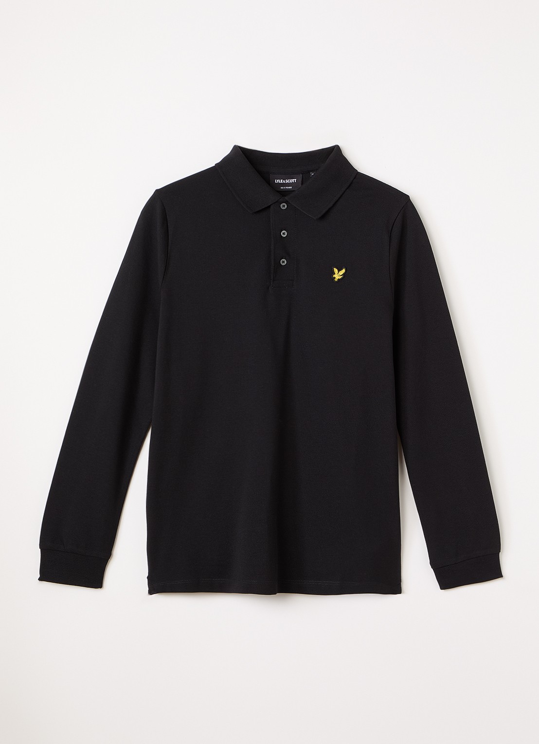 Lyle & Scott Polo van piqué katoen - voorkant zwart