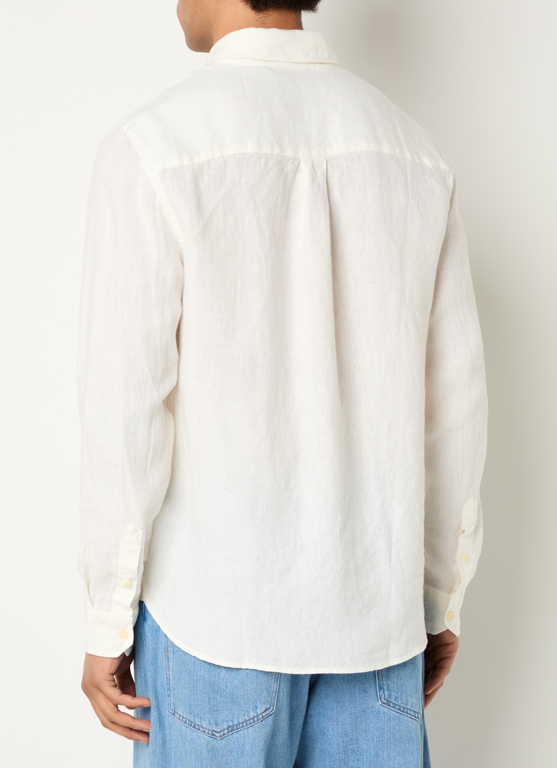 Lyle & Scott Regular fit overhemd in linnenblend met logo - achterkant 2 gebroken wit