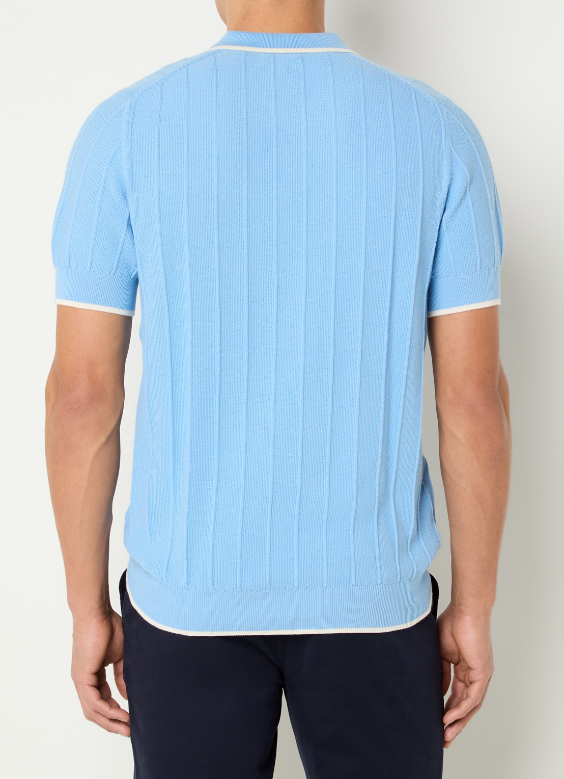 Lyle & Scott Regular fit polo van piqué katoen met logo - achterkant 3 lichtblauw