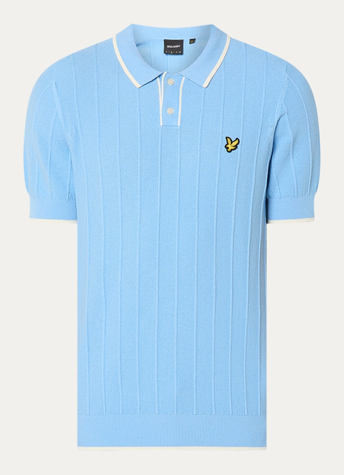 Lyle & Scott Regular fit polo van piqué katoen met logo - voorkant lichtblauw