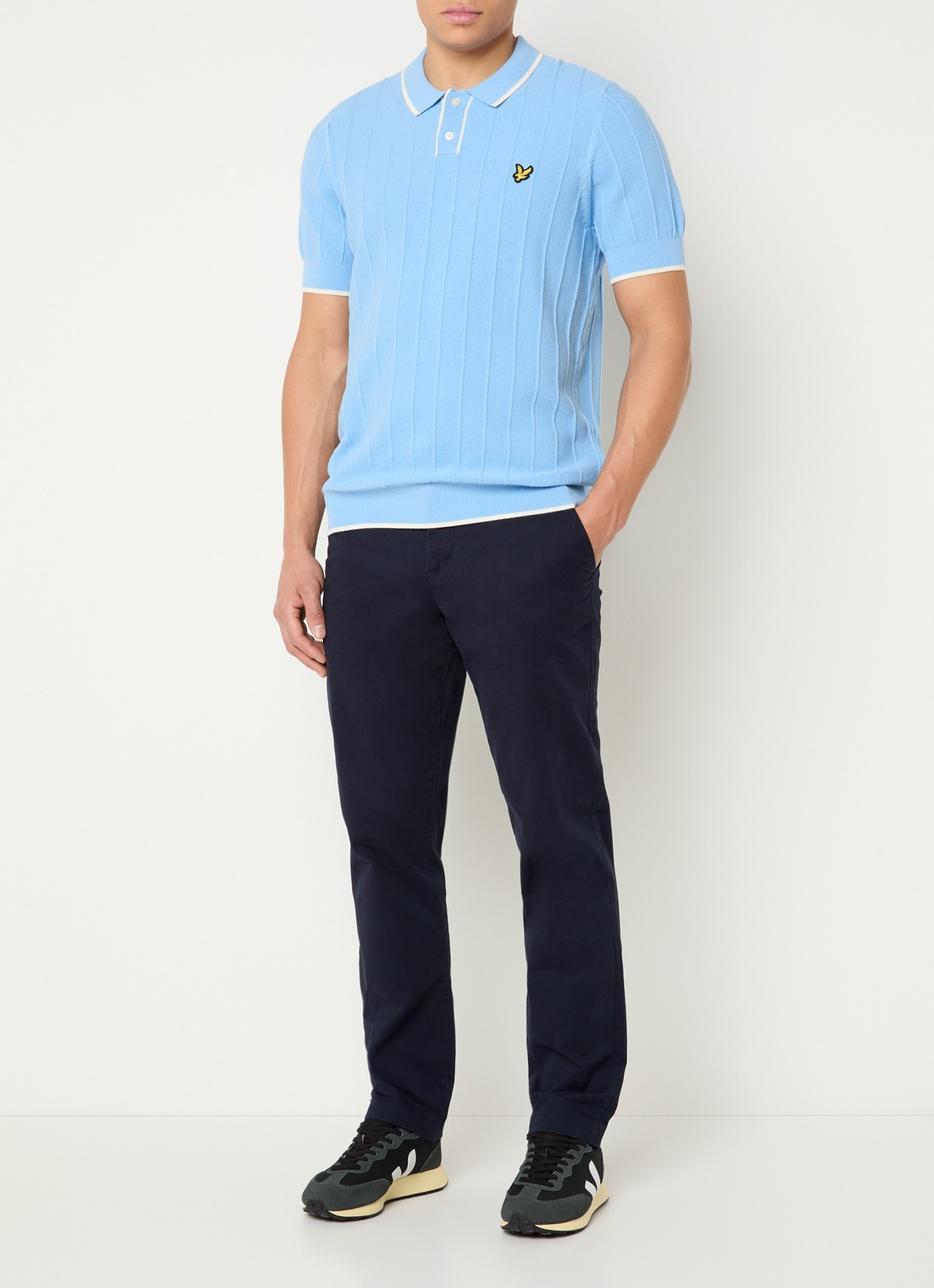 Lyle & Scott Regular fit polo van piqué katoen met logo - voorkant 2 lichtblauw