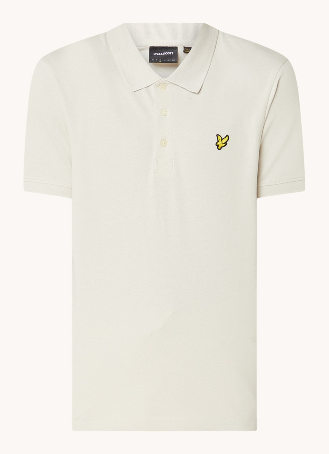 Lyle & Scott Regular fit polo van  piqué katoen met logo - voorkant 3 gebroken wit