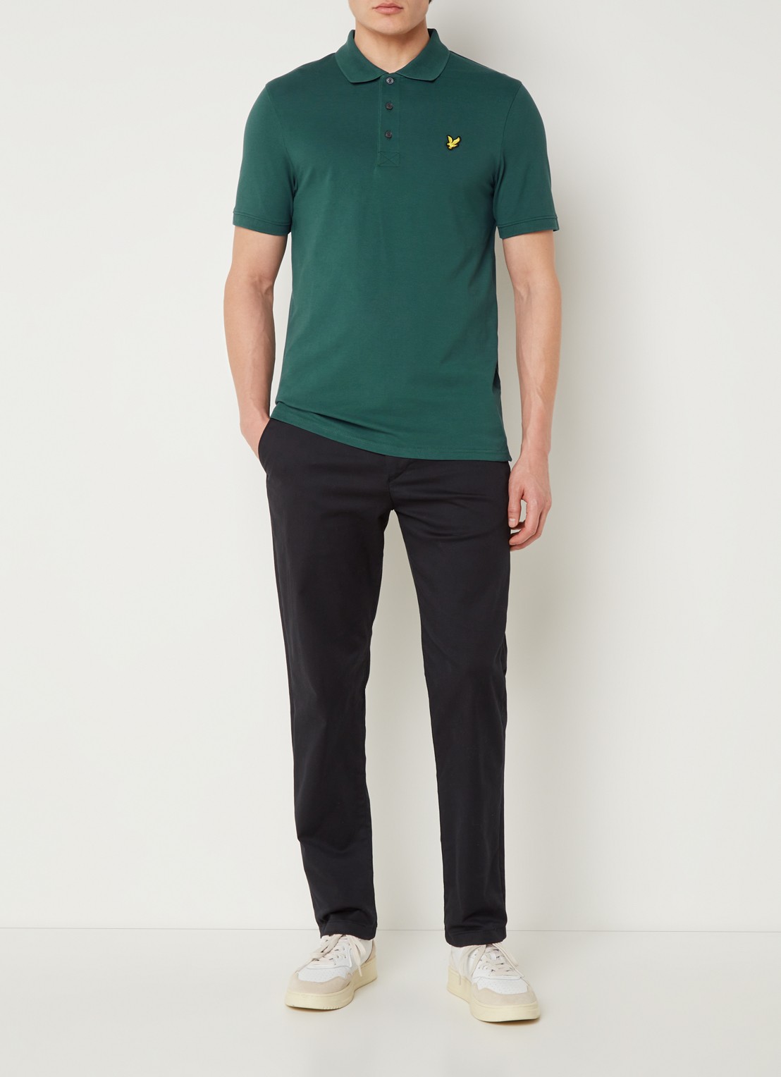 Lyle & Scott Regular fit polo van  piqué katoen met logo - voorkant 4 groen