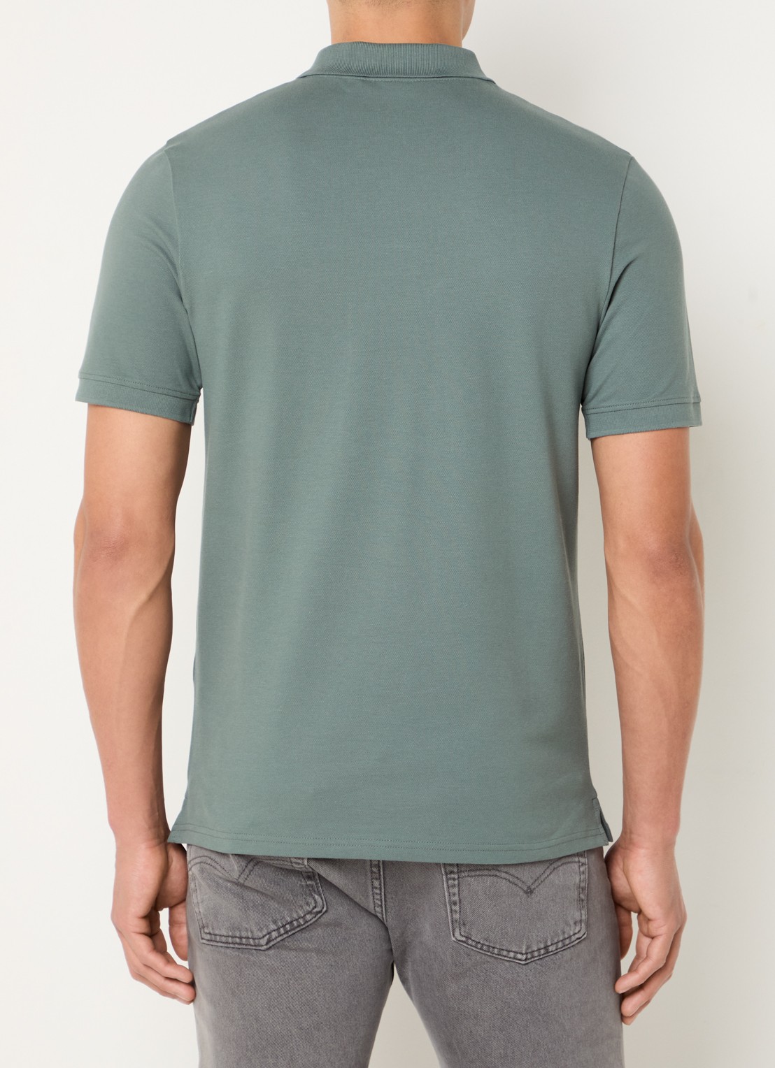 Lyle & Scott Regular fit polo van  piqué katoen met logo - achterkant 2 olijfgroen