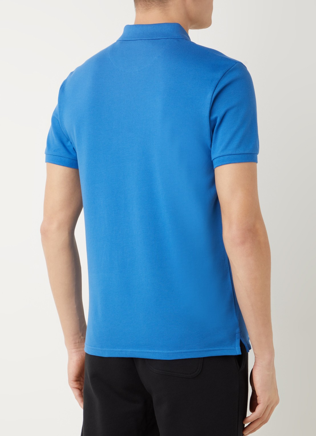 Lyle & Scott Regular fit polo van  piqué katoen met logo - achterkant 4 donkerblauw