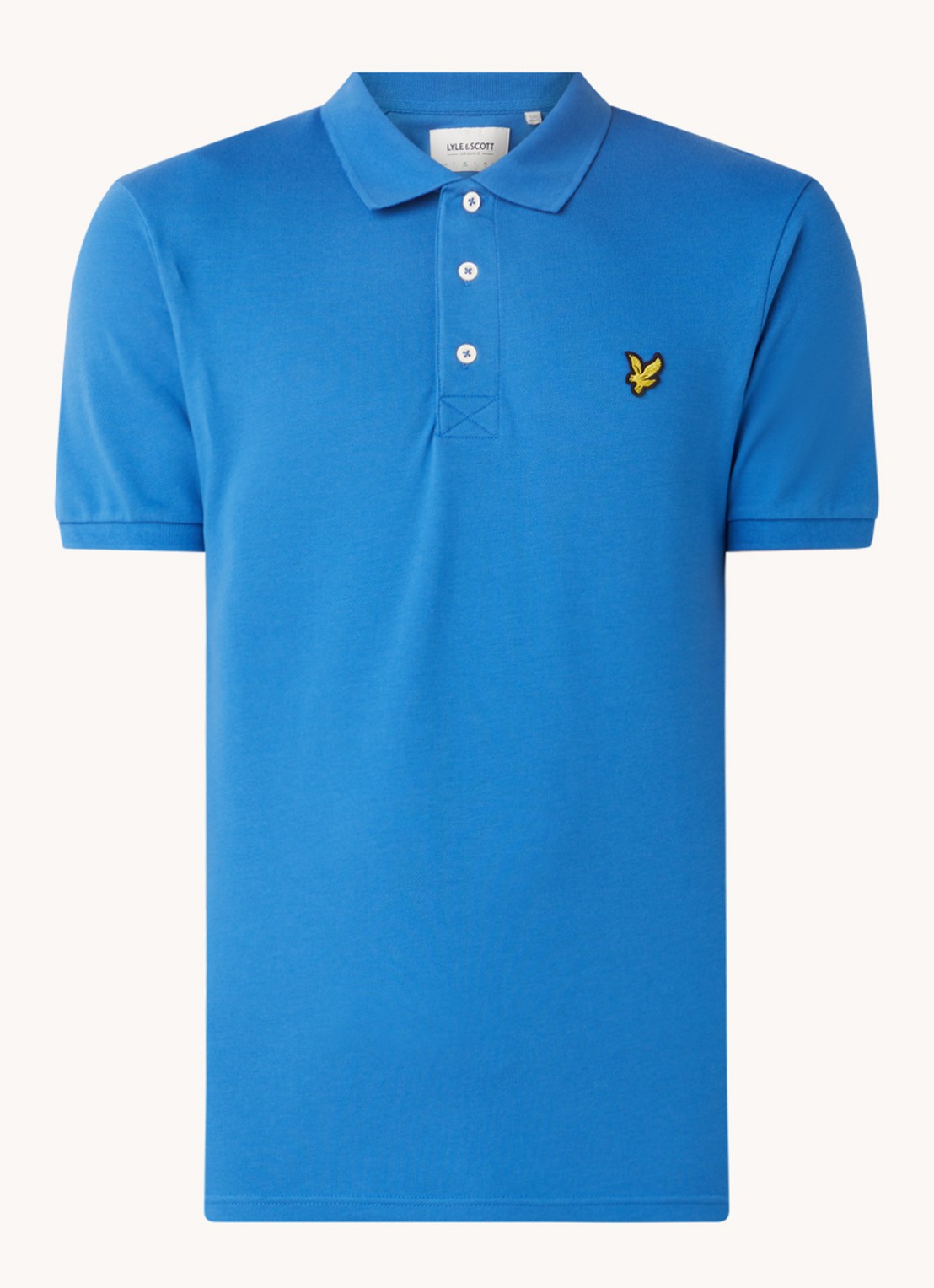 Lyle & Scott Regular fit polo van  piqué katoen met logo - voorkant donkerblauw