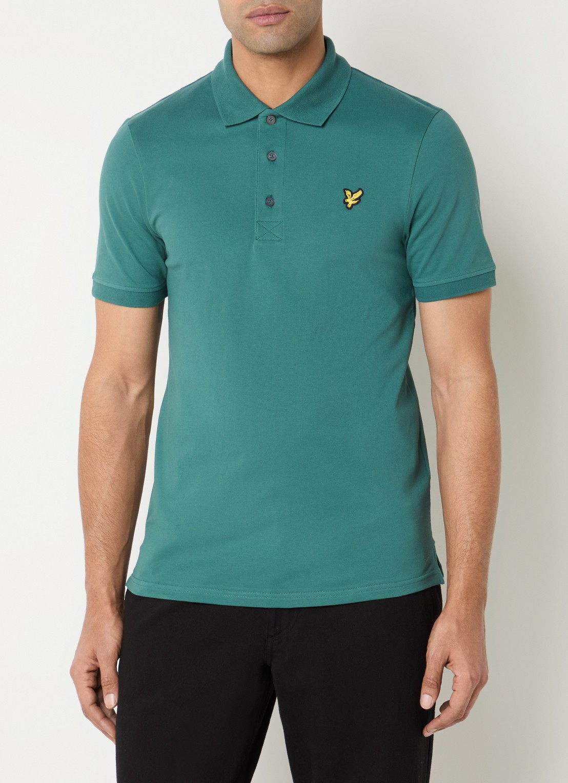 Lyle & Scott Regular fit polo van  piqué katoen met logo - detail 4 beige