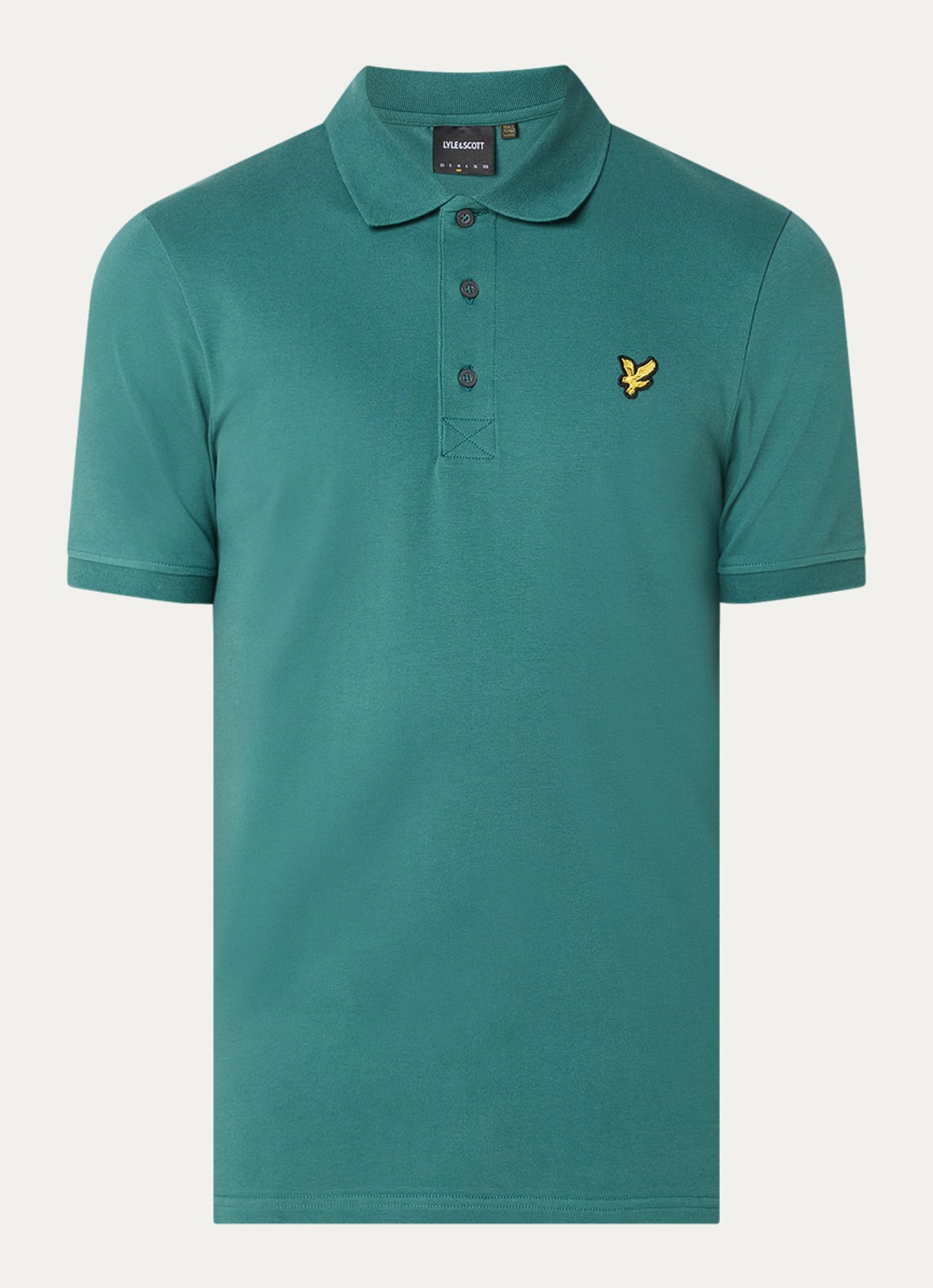Lyle & Scott Regular fit polo van  piqué katoen met logo - voorkant beige