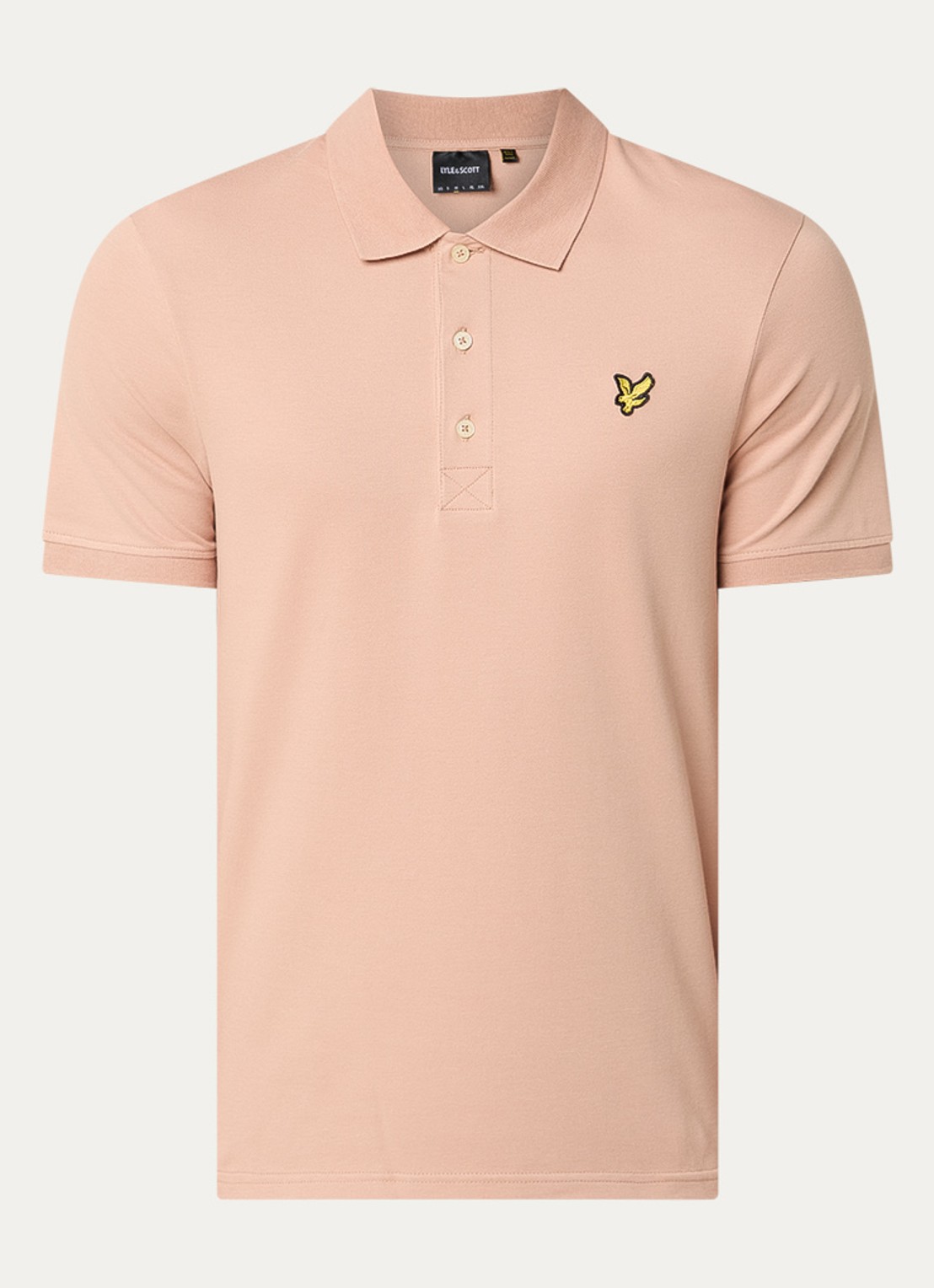 Lyle & Scott Regular fit polo van  piqué katoen met logo - voorkant 3 abrikoos