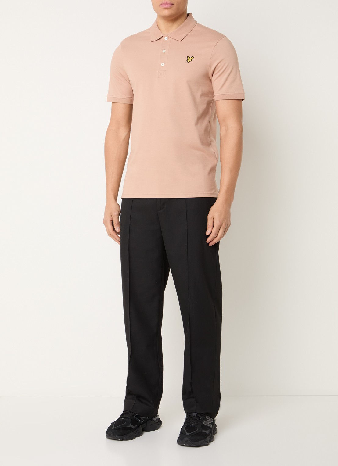 Lyle & Scott Regular fit polo van  piqué katoen met logo - voorkant 4 abrikoos