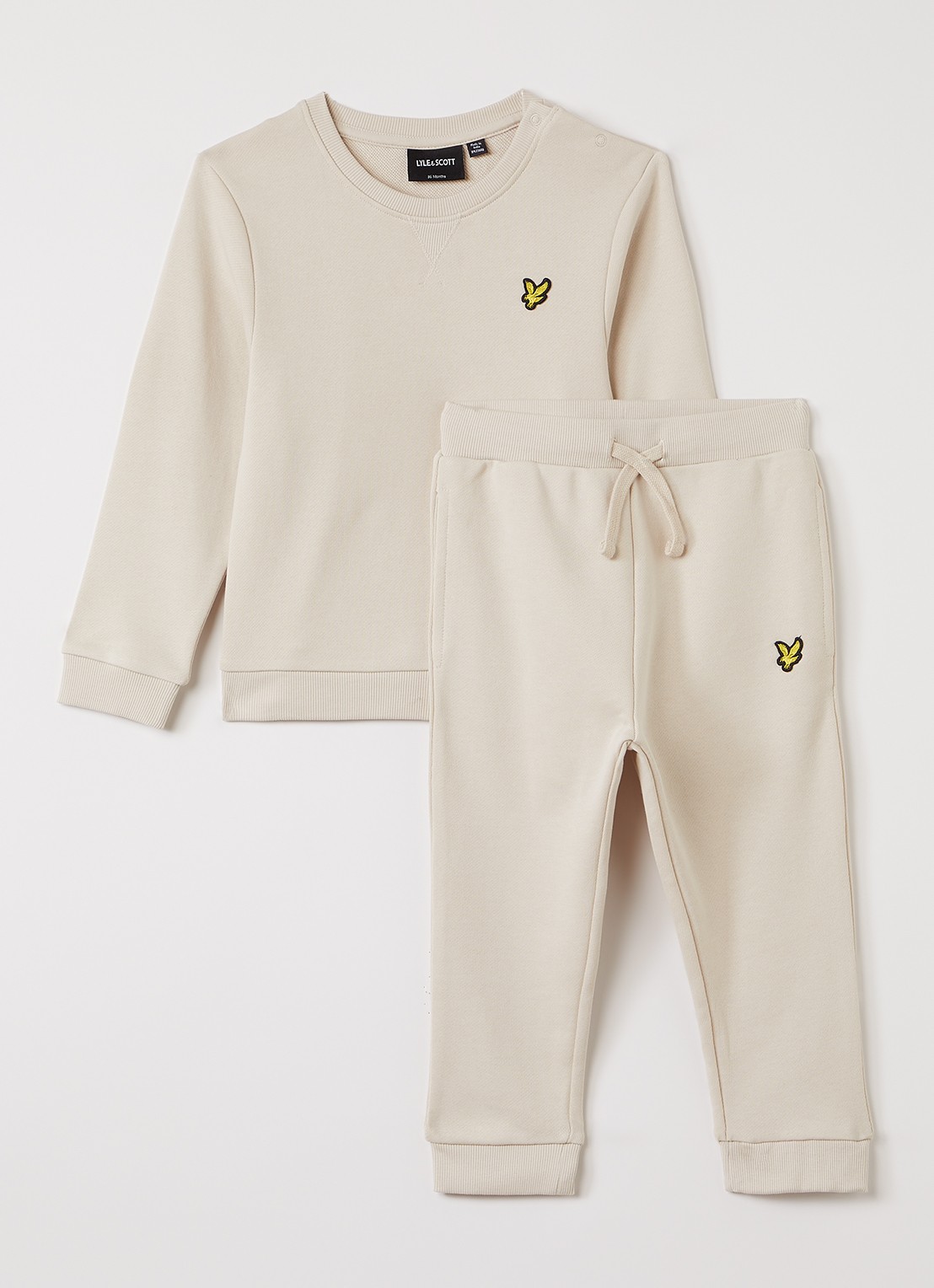 Lyle & Scott Set van sweater met joggingbroek 2-delig - voorkant beige