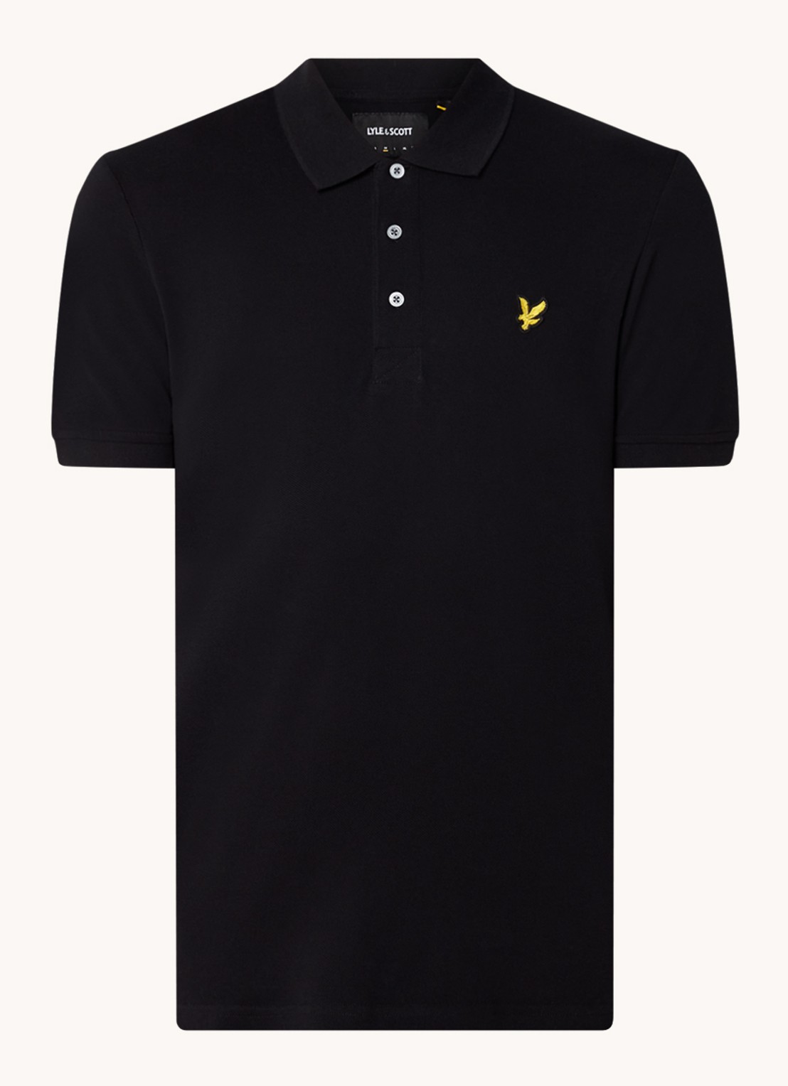 Lyle & Scott Slim fit polo van piqué katoen met logo - voorkant 3 zwart