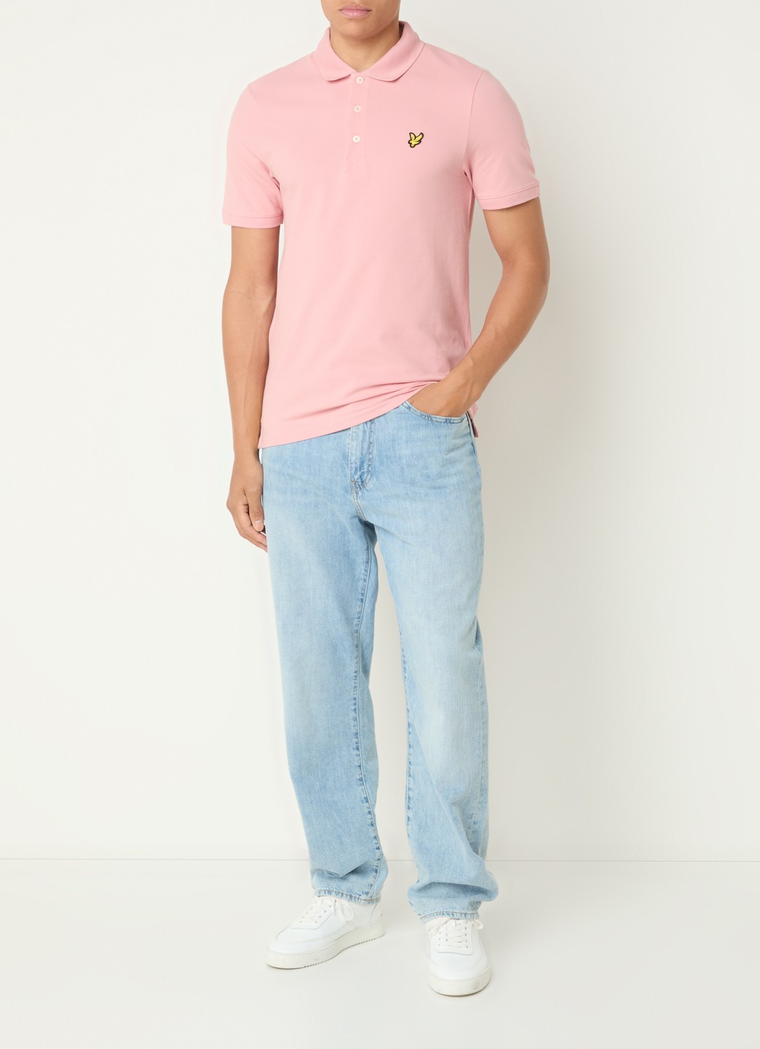 Lyle & Scott Slim fit polo van piqué katoen met logo - voorkant 3 roze
