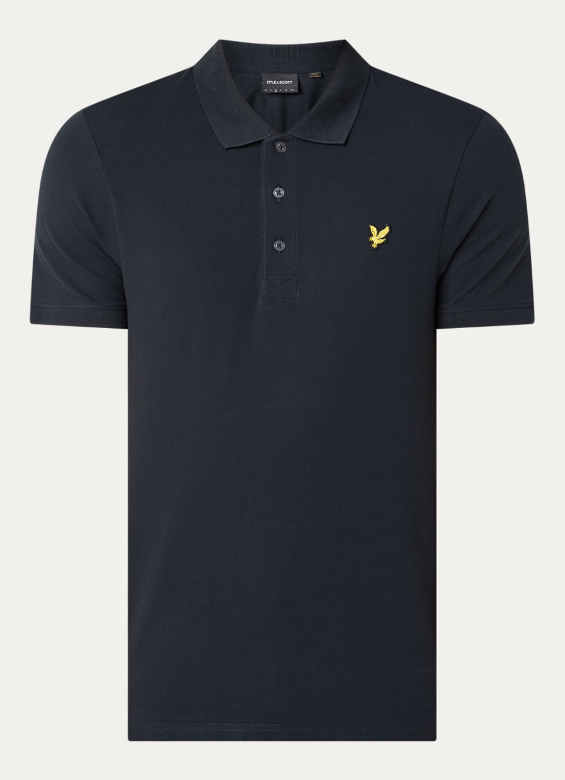 Lyle & Scott Slim fit polo van piqué katoen met logo - voorkant 3 donkerblauw