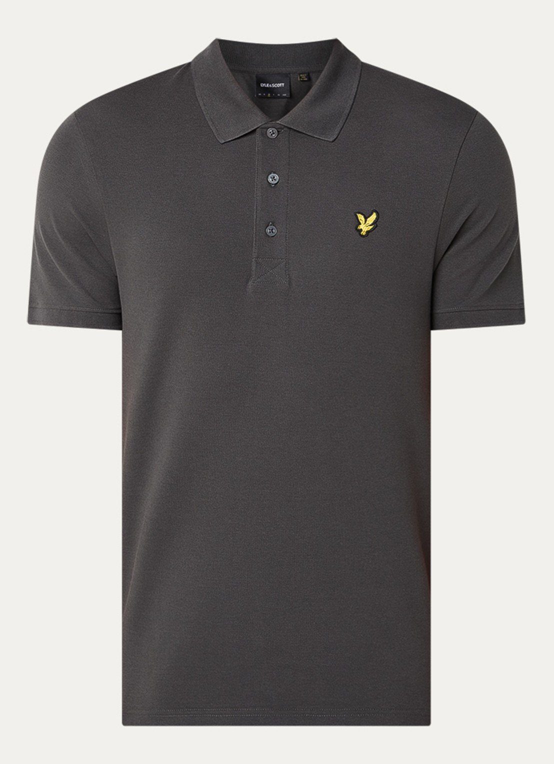 Lyle & Scott Slim fit polo van piqué katoen met logo - voorkant 2 antraciet