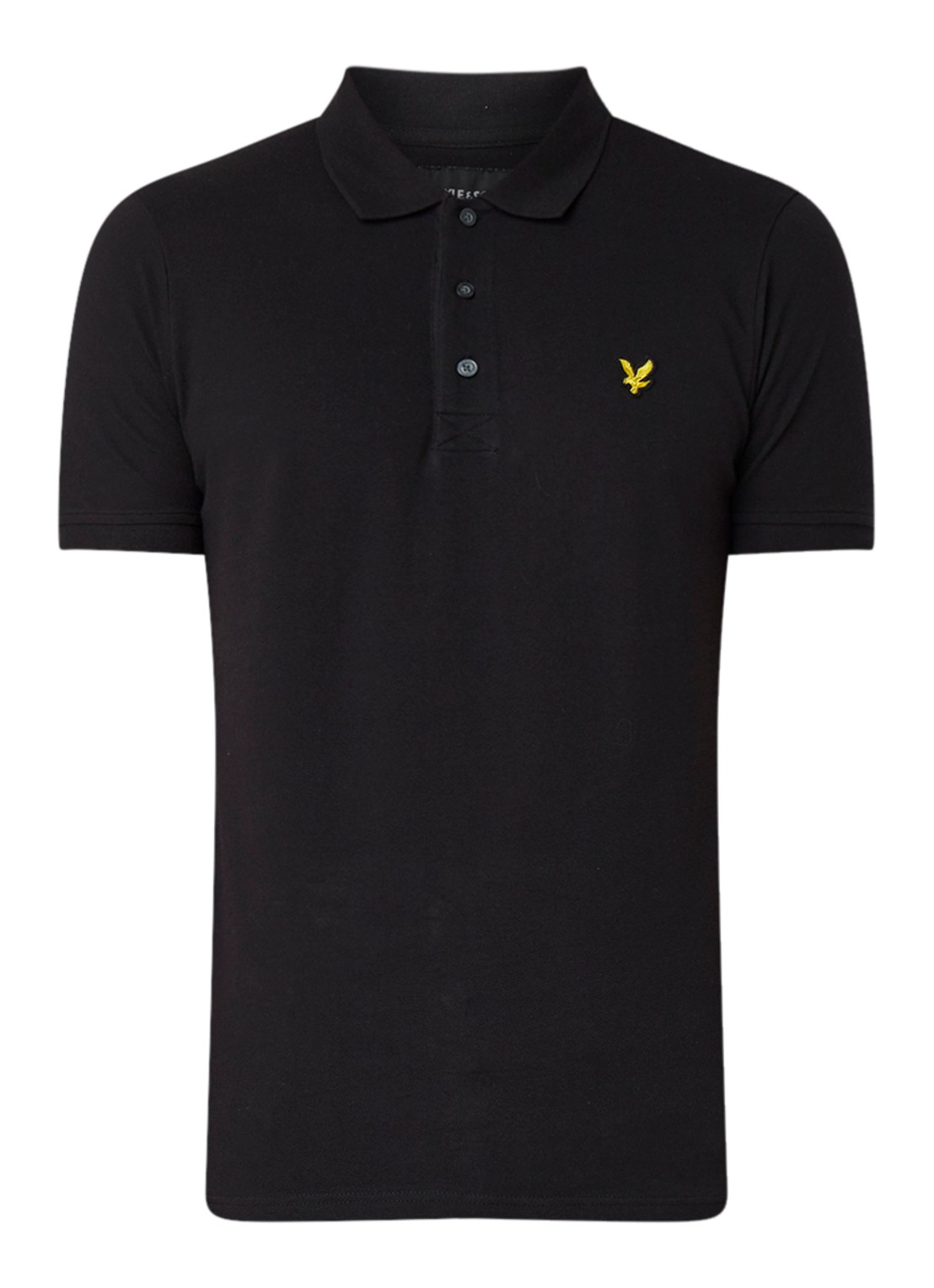 Lyle & Scott Slim fit polo van piqué katoen met logo - voorkant 2 diepzwart