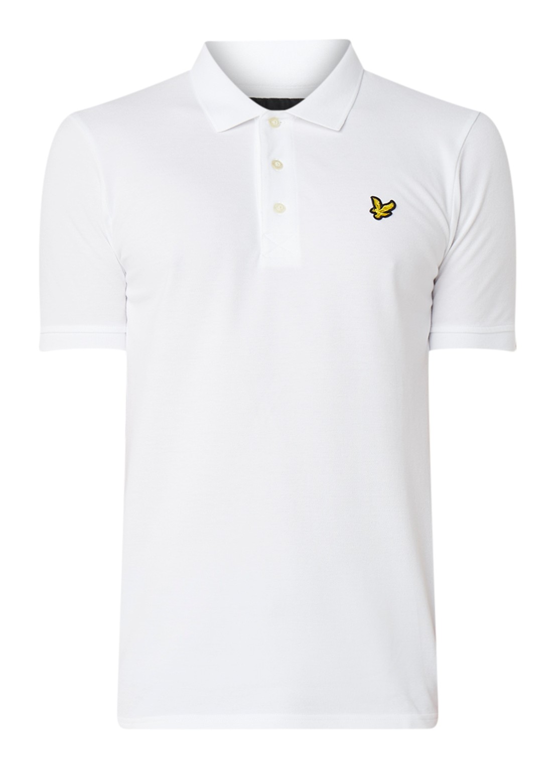 Lyle & Scott Slim fit polo van piqué katoen met logo - voorkant wit