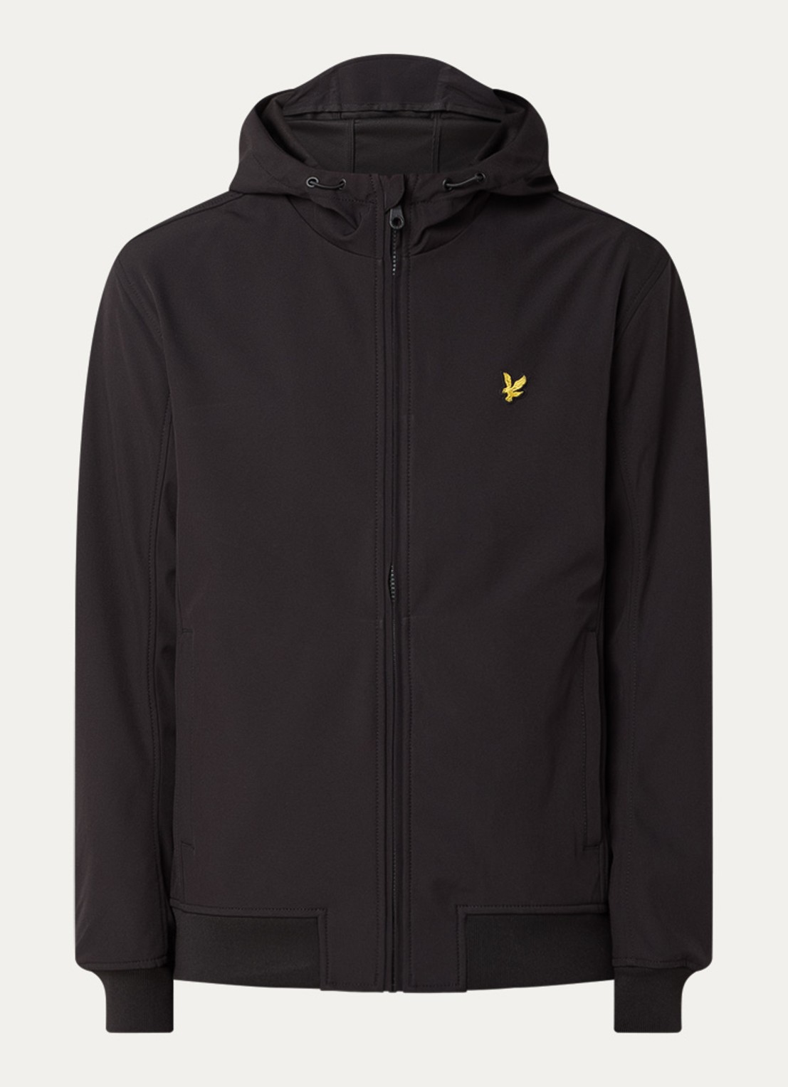 Lyle & Scott Softshell jack met capuchon en ritszakken - voorkant 3 zwart
