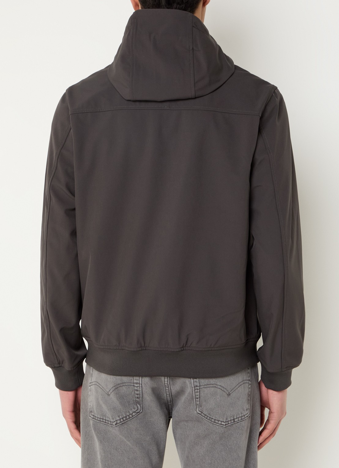 Lyle & Scott Softshell jack met capuchon en ritszakken - achterkant 3 antraciet