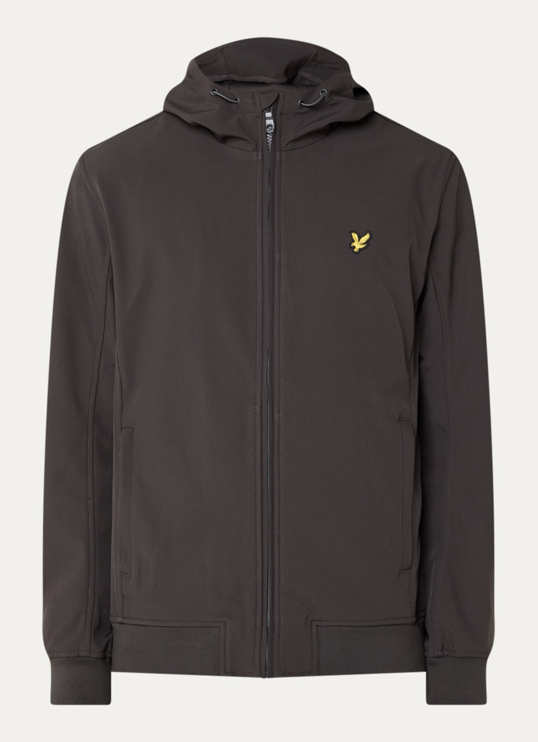 Lyle & Scott Softshell jack met capuchon en ritszakken - voorkant antraciet
