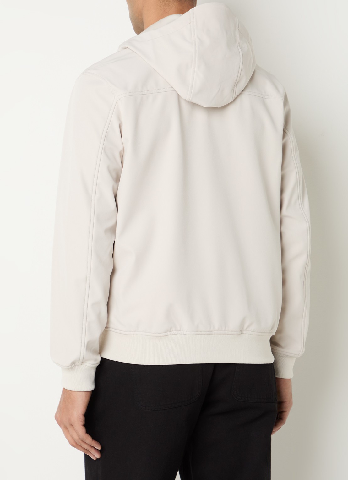 Lyle & Scott Softshell jack met capuchon en ritszakken - achterkant 3 beige
