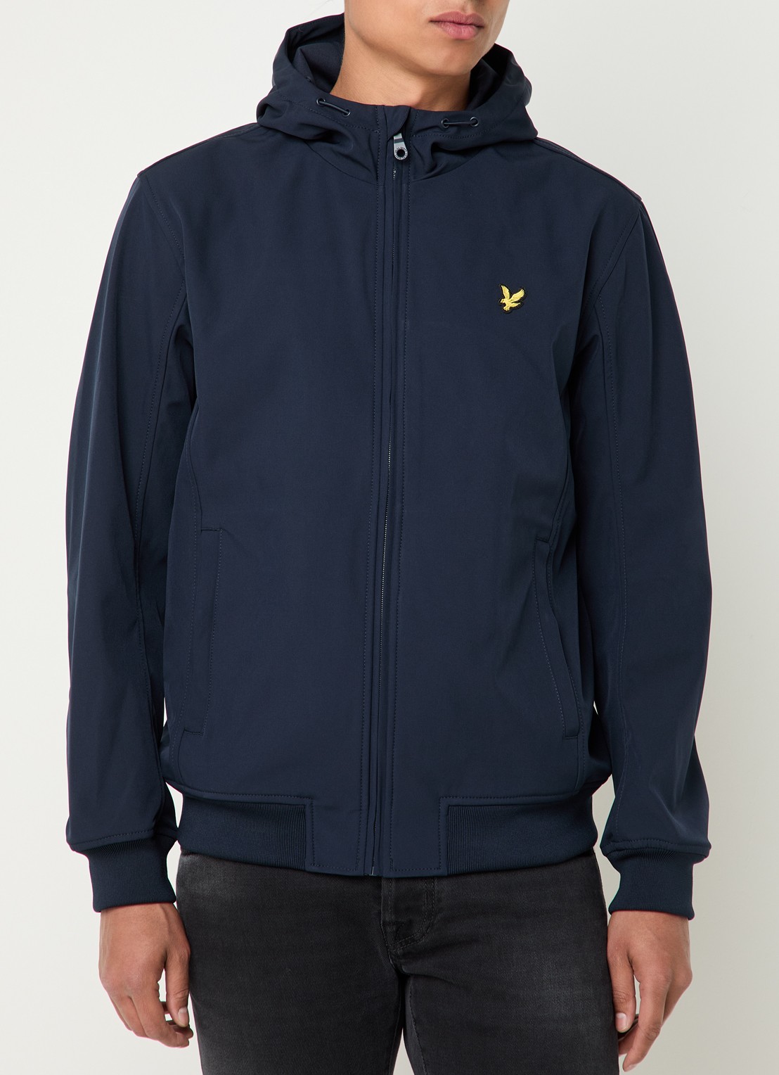 Lyle & Scott Softshell jack met capuchon en ritszakken - detail 4 donkerblauw