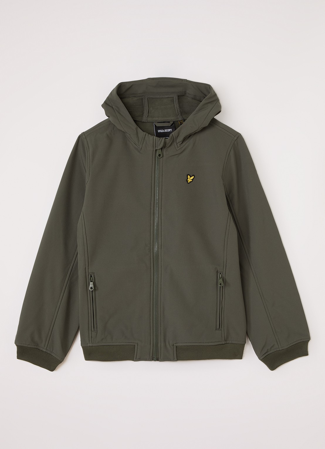 Lyle & Scott Softshell jack met logo - voorkant legergroen