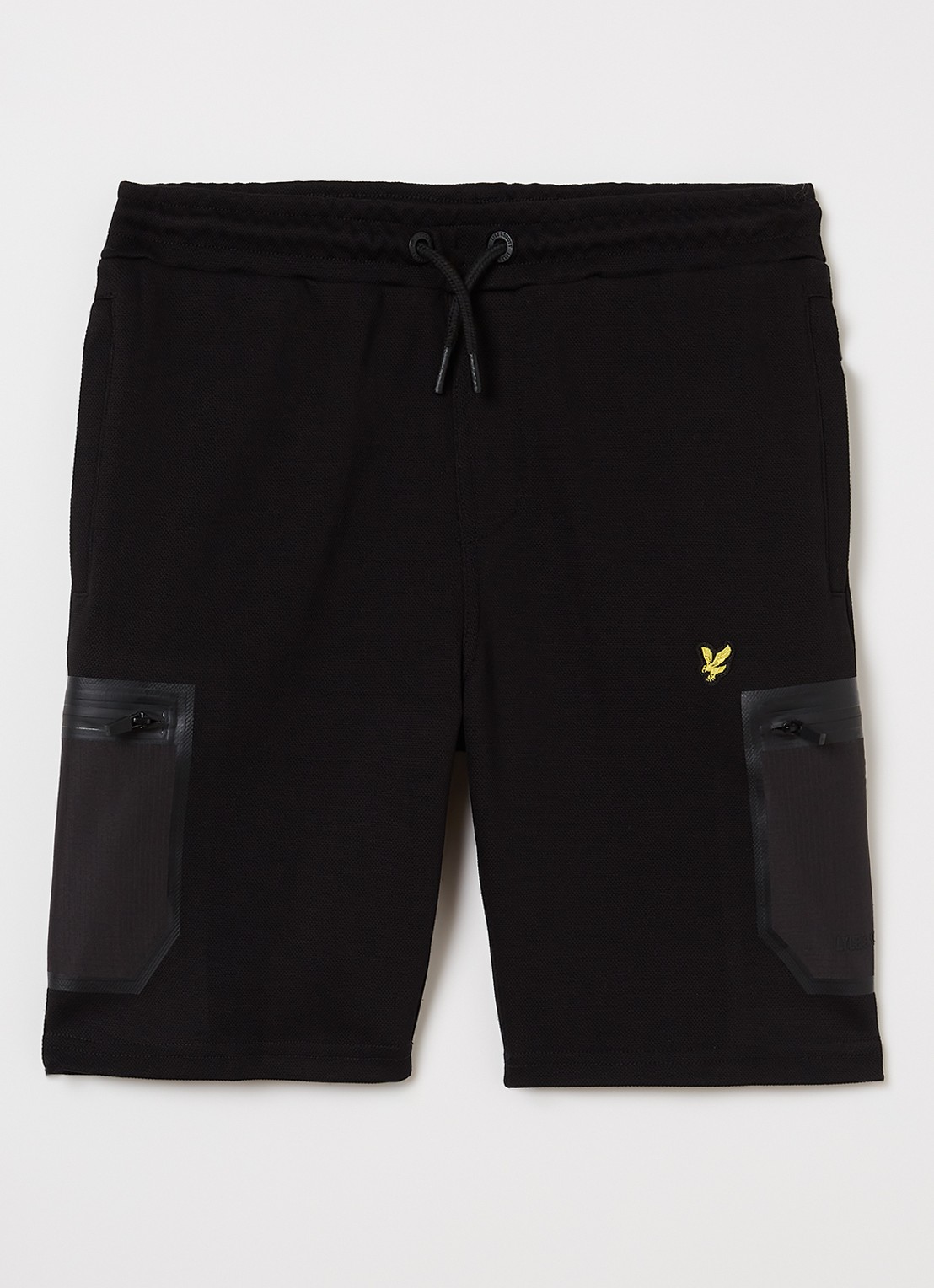 Lyle & Scott Straight fit korte broek met logo en ritszakken - voorkant zwart