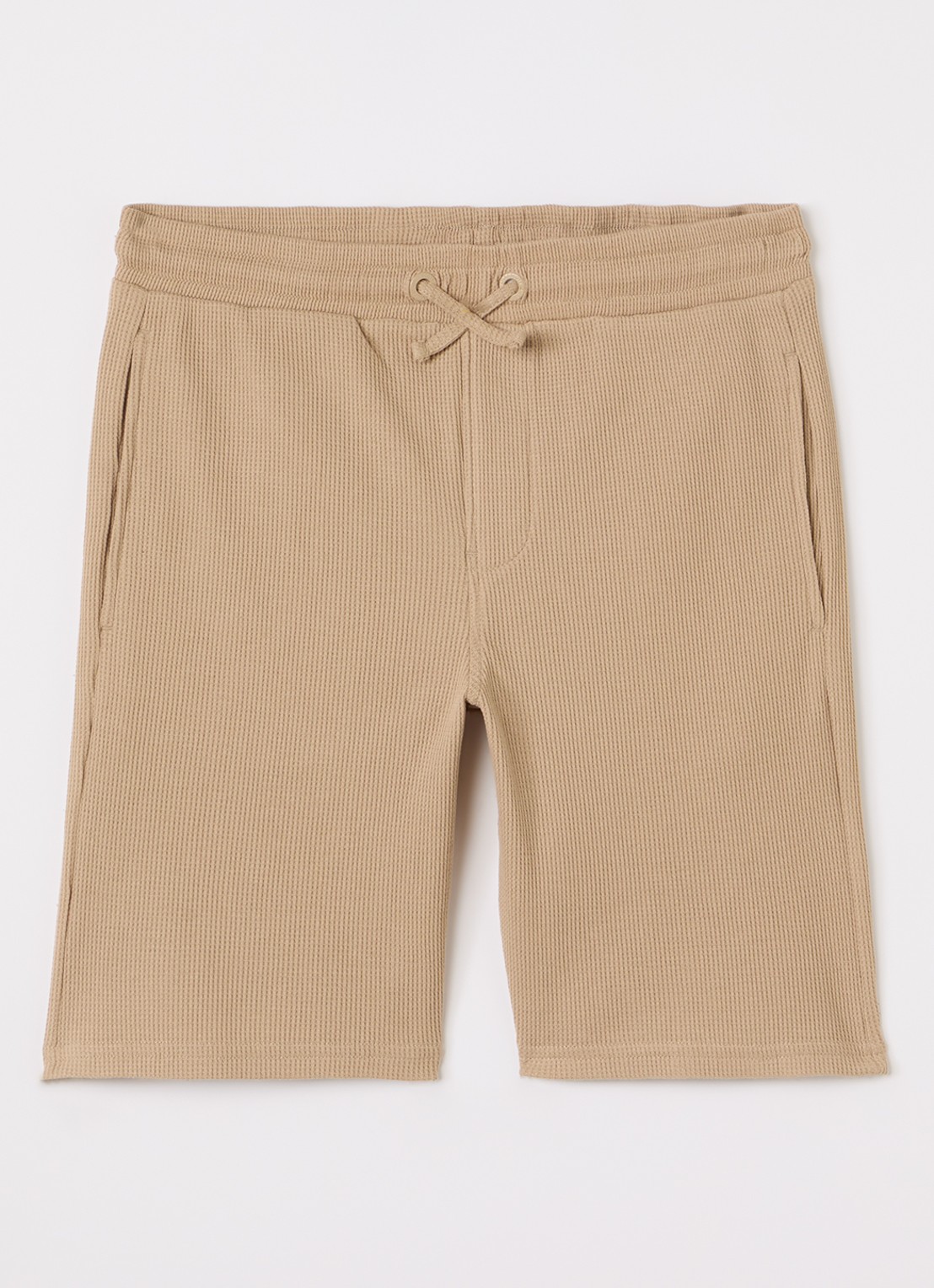 Lyle & Scott Straight fit korte broek met structuur - voorkant camel