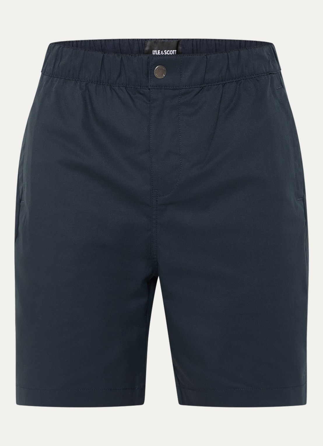 Lyle & Scott Straight fit korte chino met steekzakken - voorkant 2 donkerblauw
