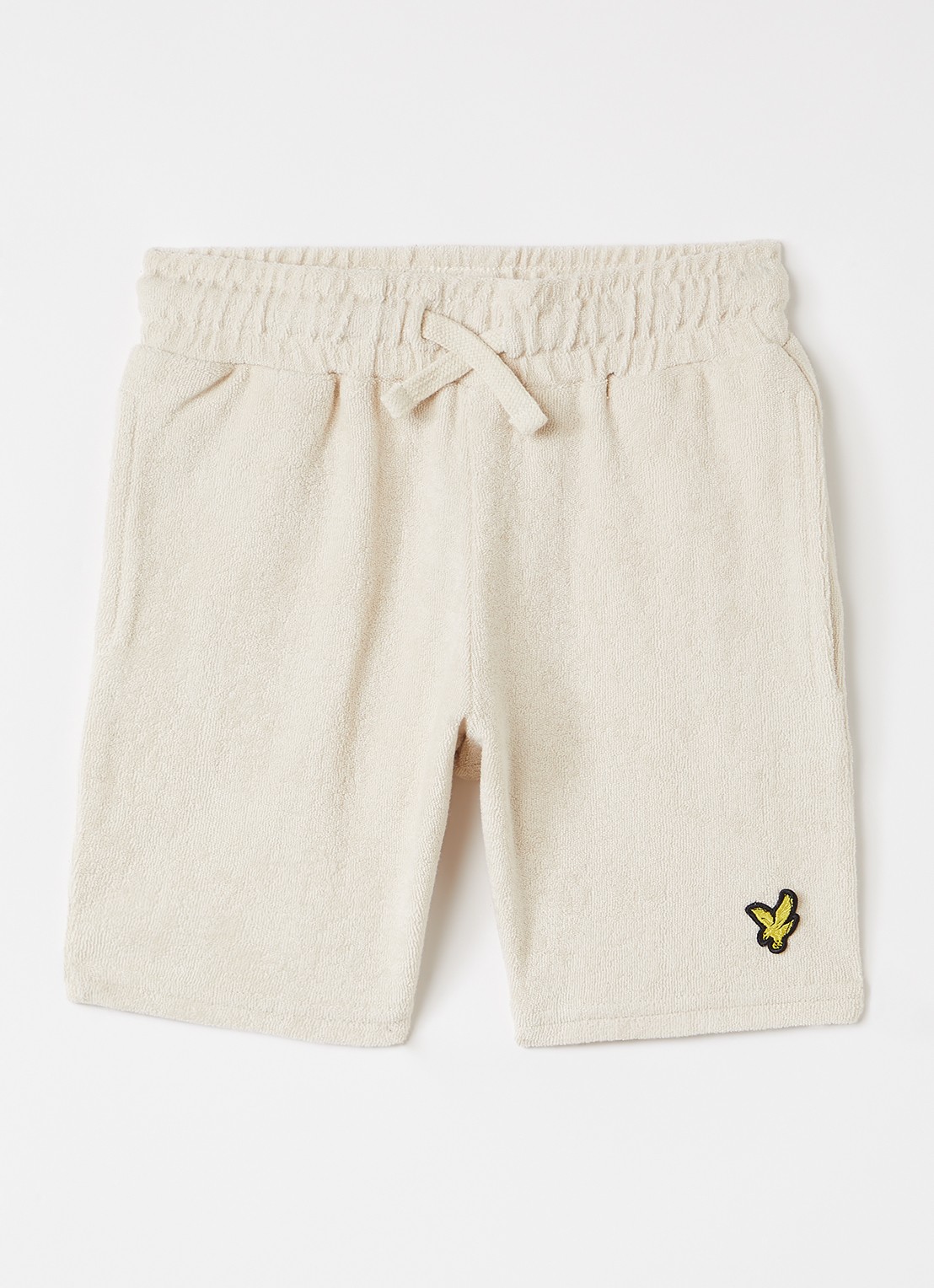 Lyle & Scott Straight fit korte joggingbroek van badstof - voorkant 2 beige