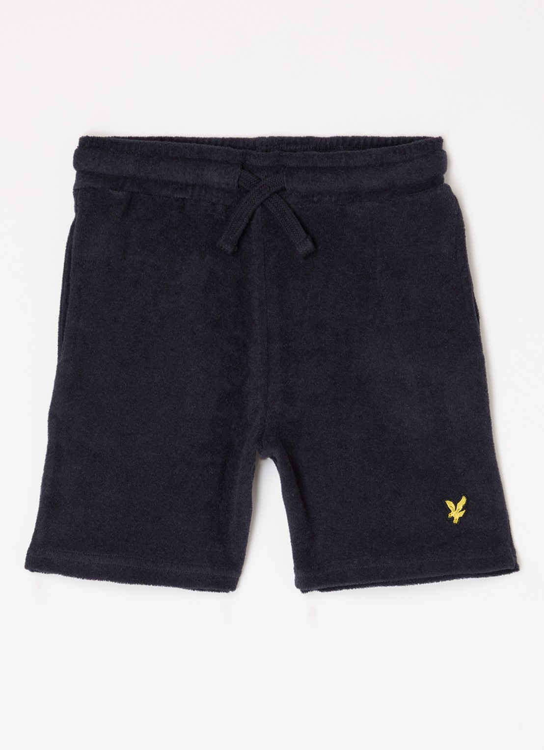 Lyle & Scott Straight fit korte joggingbroek van badstof - voorkant donkerblauw