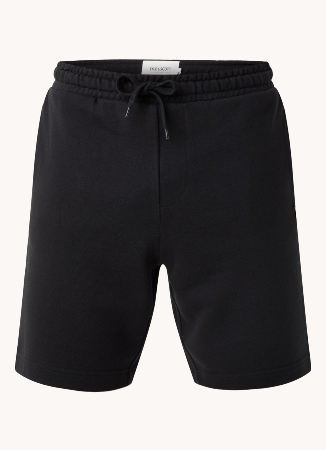 Lyle & Scott Straight fit korte joggingbroek van  katoen met logo  - voorkant 2 zwart
