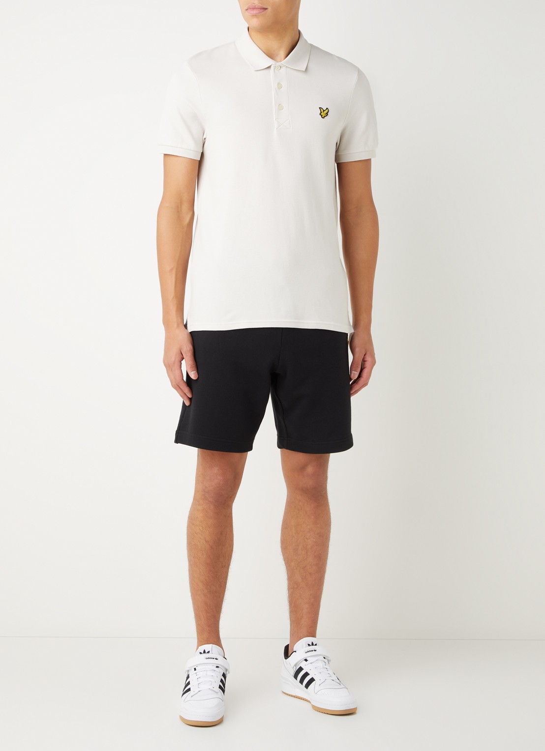 Lyle & Scott Straight fit korte joggingbroek van  katoen met logo  - voorkant 3 zwart