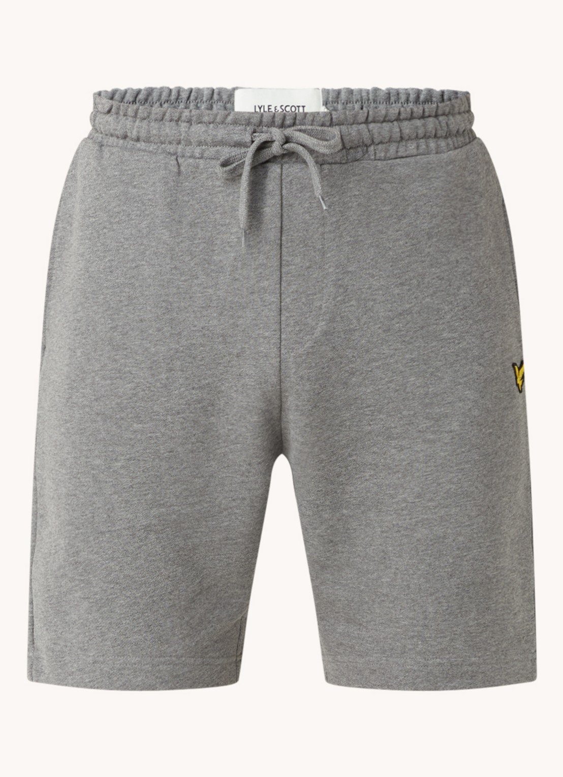 Lyle & Scott Straight fit korte joggingbroek van  katoen met logo  - voorkant grijsmele