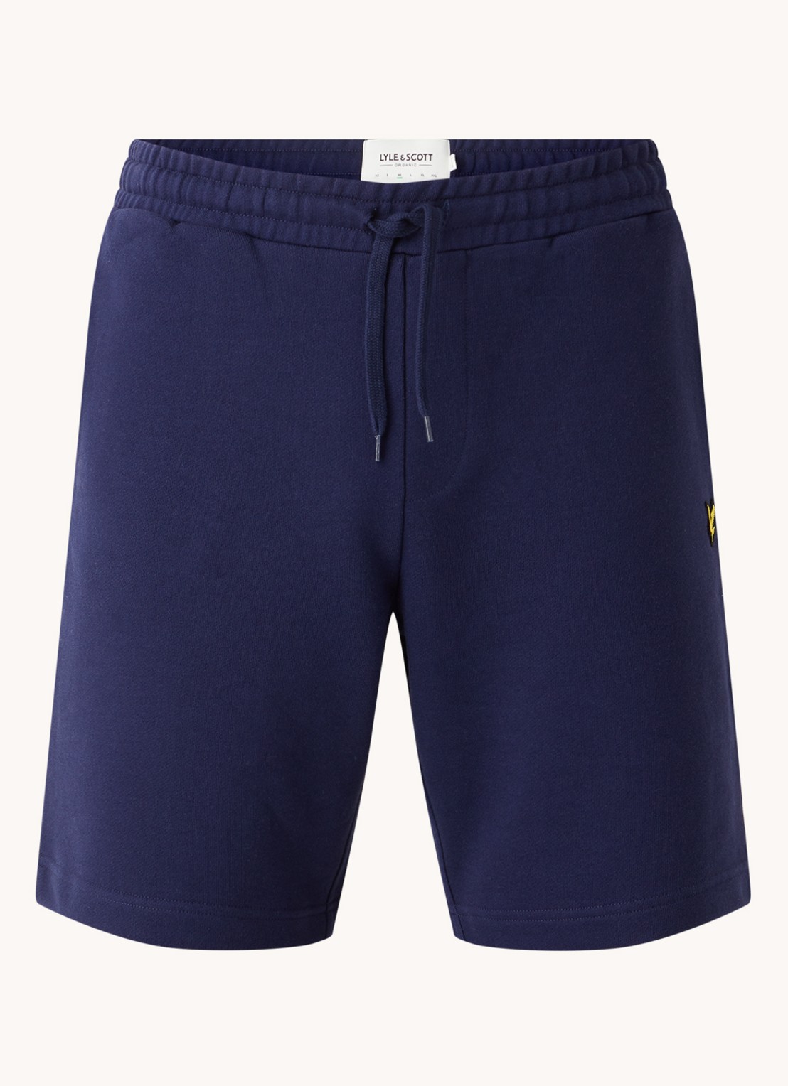 Lyle & Scott Straight fit korte joggingbroek van  katoen met logo  - voorkant 2 donkerblauw