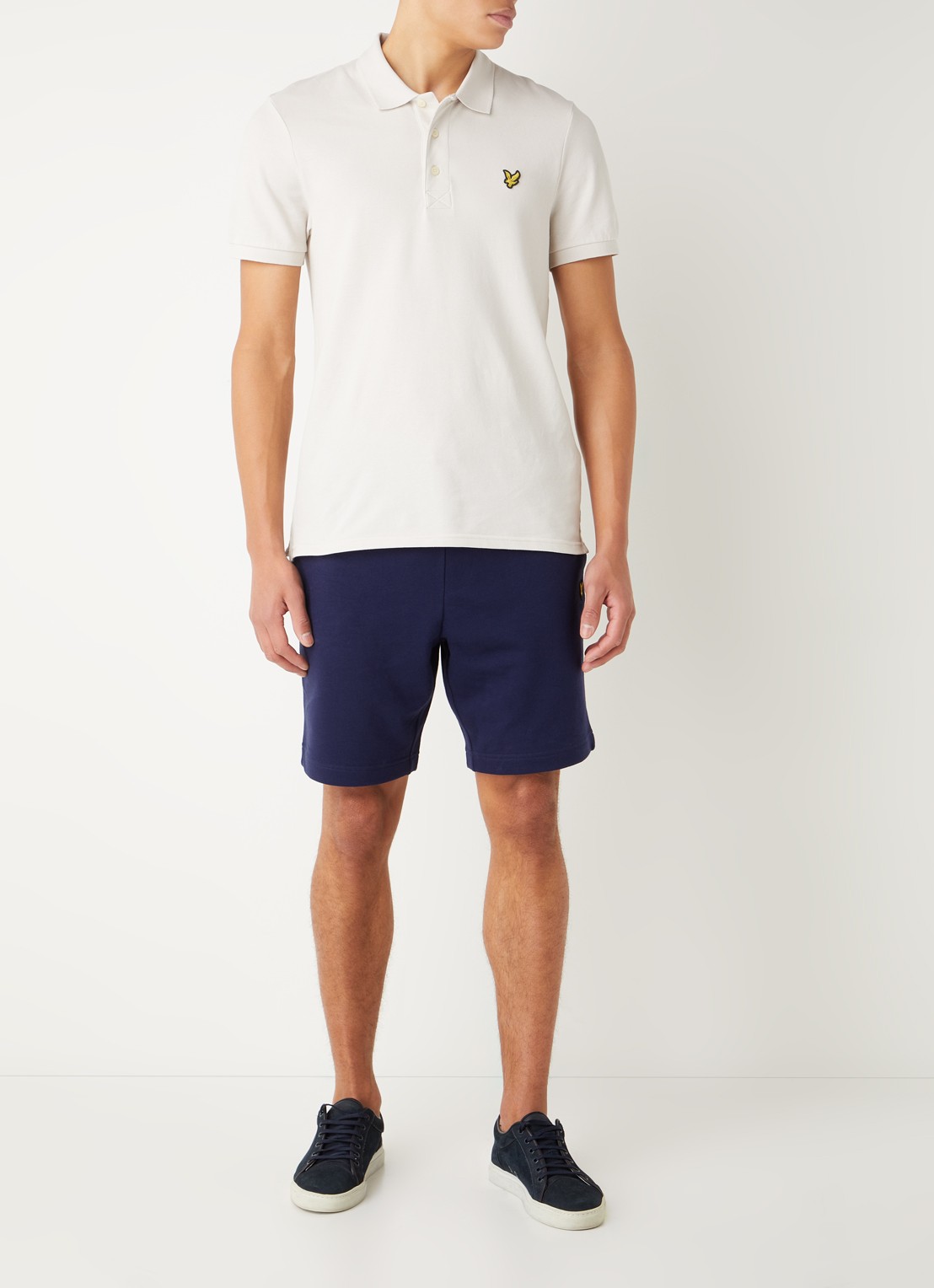 Lyle & Scott Straight fit korte joggingbroek van  katoen met logo  - voorkant 3 donkerblauw